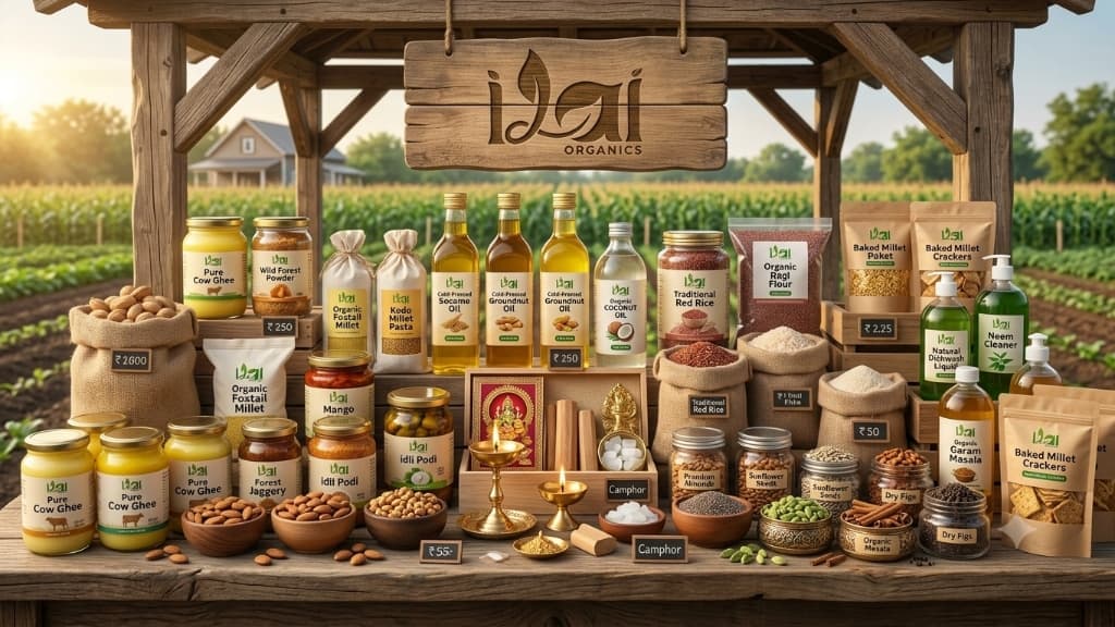 Ilai Organics Farm Stall – Pure Cold-Pressed Oils, Ghee, Millets & Spices